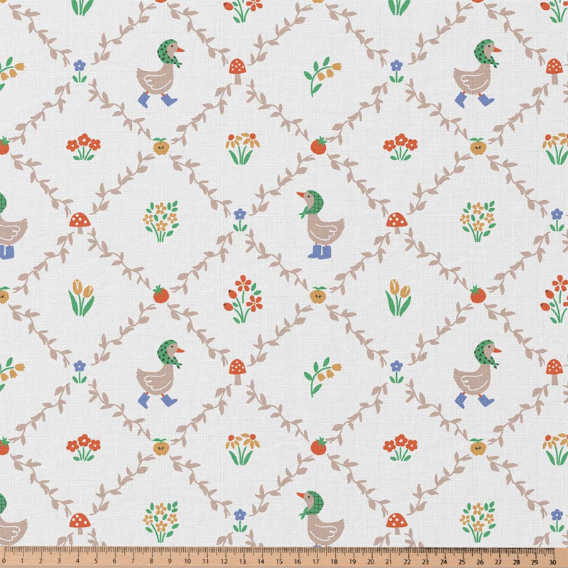 Printed Cotton HAGA White / Red